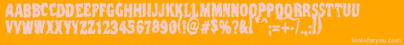Vtcnightofthedeadcorruptcaps Font – Pink Fonts on Orange Background