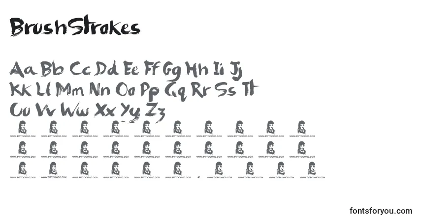 A fonte BrushStrokes – alfabeto, números, caracteres especiais