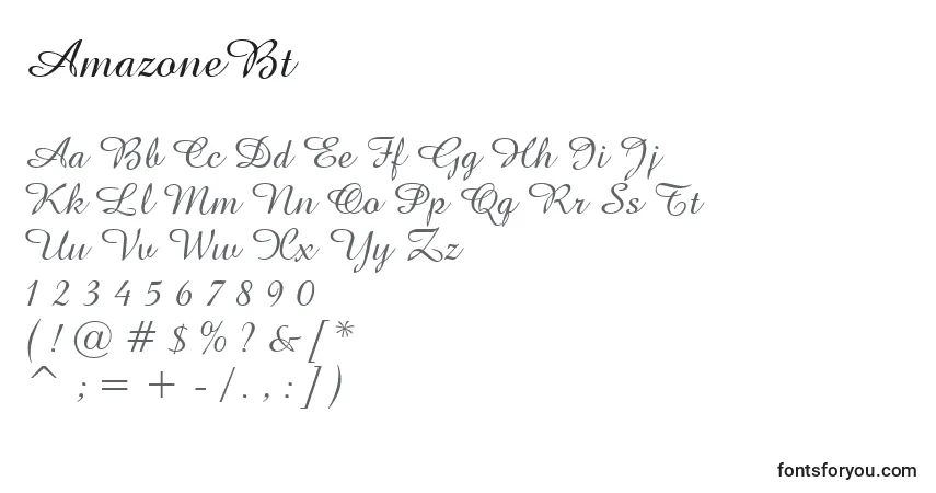 Czcionka AmazoneBt – alfabet, cyfry, specjalne znaki