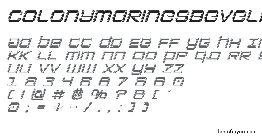 A fonte Colonymarinesbevelital – alfabeto, números, caracteres especiais