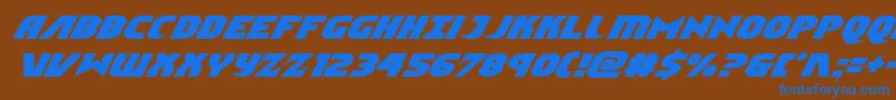 Ninjagardenital-Schriftart – Blaue Schriften auf braunem Hintergrund