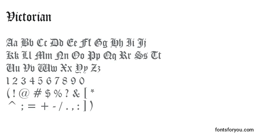 Czcionka Victorian – alfabet, cyfry, specjalne znaki
