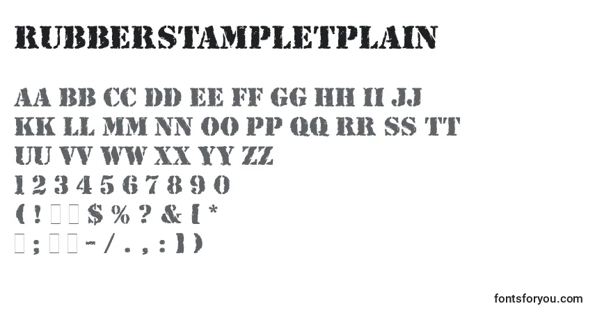 Шрифт RubberStampLetPlain – алфавит, цифры, специальные символы