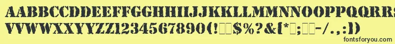 RubberStampLetPlain Font – Black Fonts on Yellow Background