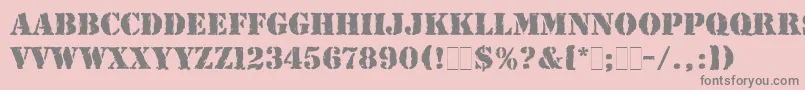 Weitere Informationen zur RubberStampLetPlain-Schriftart RubberStampLetPlain-Schriftart – Graue Schriften auf rosa Hintergrund
