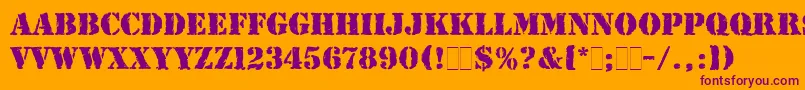 RubberStampLetPlain-Schriftart – Violette Schriften auf orangefarbenem Hintergrund