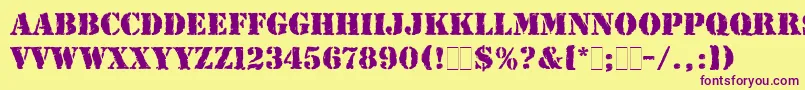 RubberStampLetPlain Font – Purple Fonts on Yellow Background