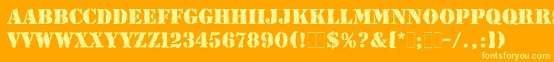 RubberStampLetPlain Font – Yellow Fonts on Orange Background