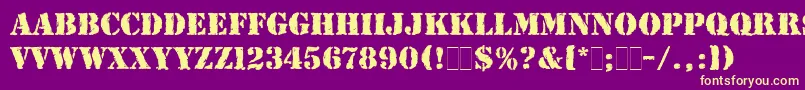 En savoir plus sur la police RubberStampLetPlain Police RubberStampLetPlain – polices jaunes sur fond violet