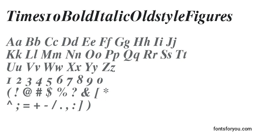 Times10BoldItalicOldstyleFigures-fontti – aakkoset, numerot, erikoismerkit