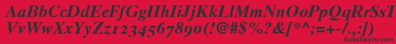 Times10BoldItalicOldstyleFigures Font – Black Fonts on Red Background