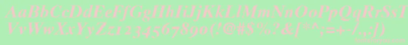 Times10BoldItalicOldstyleFigures Font – Pink Fonts on Green Background