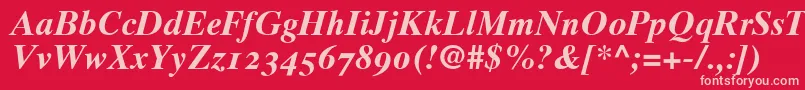 Times10BoldItalicOldstyleFigures Font – Pink Fonts on Red Background