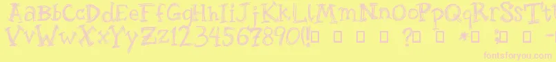RoughageSerif-fontti – vaaleanpunaiset fontit keltaisella taustalla