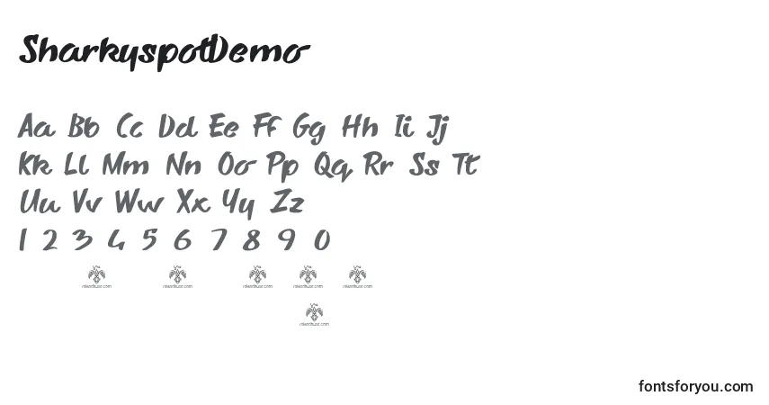 Czcionka SharkyspotDemo – alfabet, cyfry, specjalne znaki