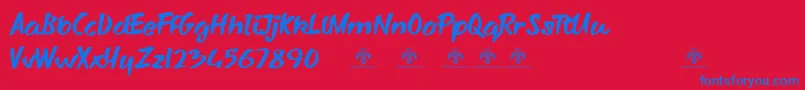 SharkyspotDemo Font – Blue Fonts on Red Background