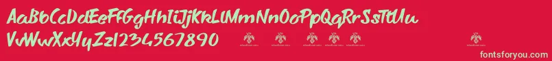 SharkyspotDemo Font – Green Fonts on Red Background