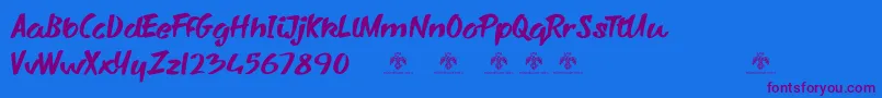 SharkyspotDemo Font – Purple Fonts on Blue Background