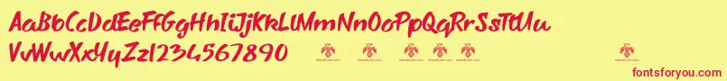 SharkyspotDemo Font – Red Fonts on Yellow Background