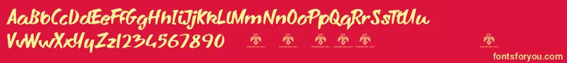 SharkyspotDemo Font – Yellow Fonts on Red Background