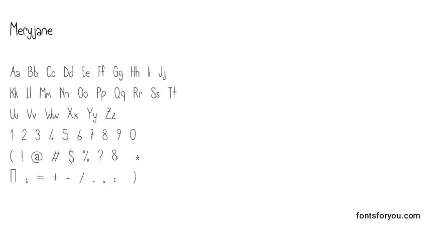 Schriftart Meryjane – Alphabet, Zahlen, spezielle Symbole