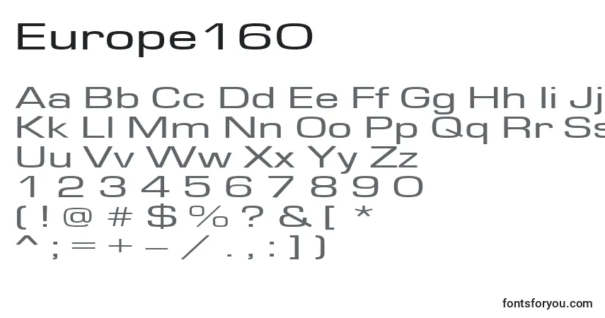 A fonte Europe160 – alfabeto, números, caracteres especiais