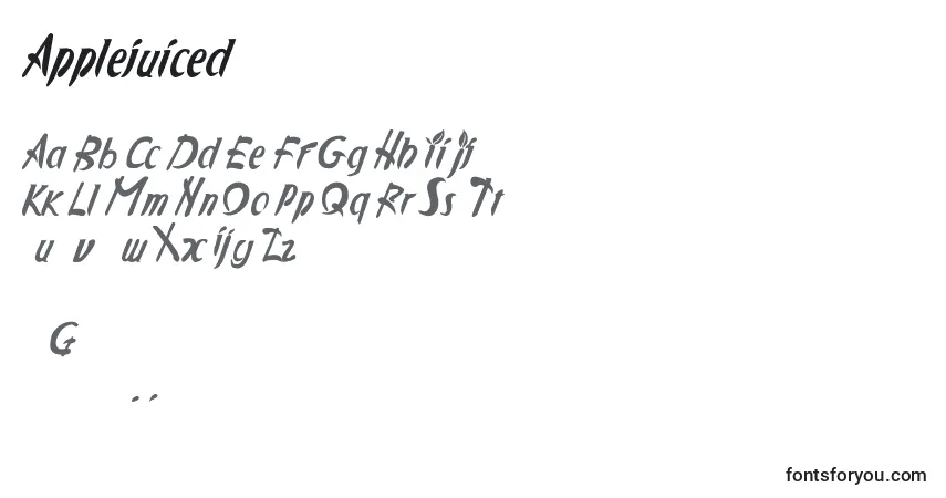 Schriftart Applejuiced – Alphabet, Zahlen, spezielle Symbole