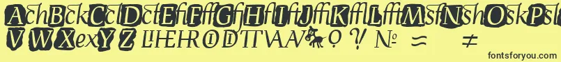 フォントDevroyeExtra – 黒い文字の黄色い背景