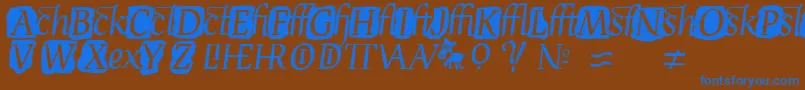 DevroyeExtra-Schriftart – Blaue Schriften auf braunem Hintergrund