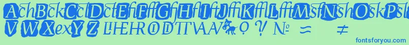 フォントDevroyeExtra – 青い文字は緑の背景です。
