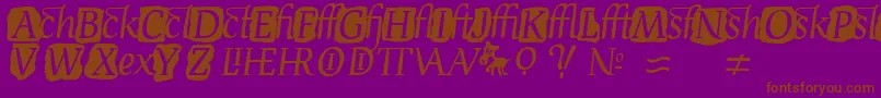 DevroyeExtra-fontti – ruskeat fontit violetilla taustalla