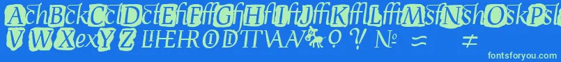 DevroyeExtra Font – Green Fonts on Blue Background
