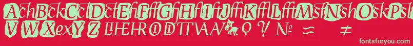 フォントDevroyeExtra – 赤い背景に緑の文字