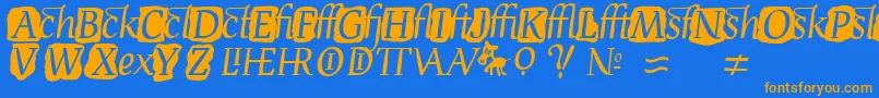 DevroyeExtra Font – Orange Fonts on Blue Background