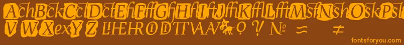 フォントDevroyeExtra – オレンジ色の文字が茶色の背景にあります。