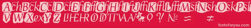 DevroyeExtra-fontti – vaaleanpunaiset fontit punaisella taustalla