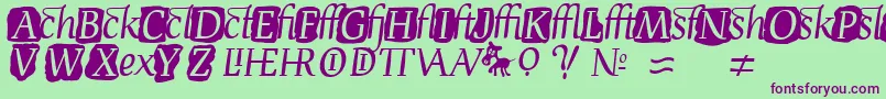 フォントDevroyeExtra – 緑の背景に紫のフォント
