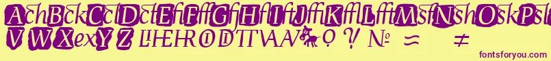 DevroyeExtra Font – Purple Fonts on Yellow Background