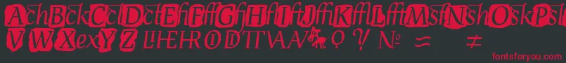 DevroyeExtra-fontti – punaiset fontit mustalla taustalla
