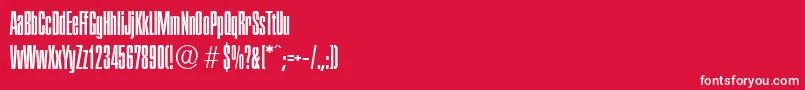 Fonte PlaketteserialLightRegular – fontes brancas em um fundo vermelho