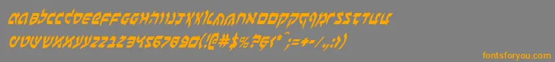 BenZionCondensedItalicフォントについての詳細 フォントBenZionCondensedItalic – オレンジの文字は灰色の背景にあります。