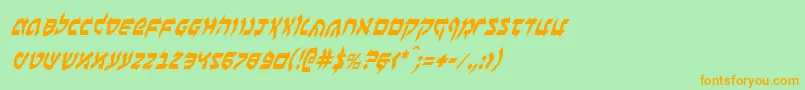 BenZionCondensedItalicフォントについての詳細 フォントBenZionCondensedItalic – オレンジの文字が緑の背景にあります。