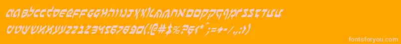 BenZionCondensedItalic-Schriftart – Rosa Schriften auf orangefarbenem Hintergrund