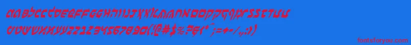 BenZionCondensedItalic Font – Red Fonts on Blue Background