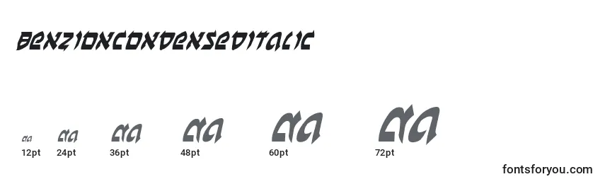 Размеры шрифта BenZionCondensedItalic