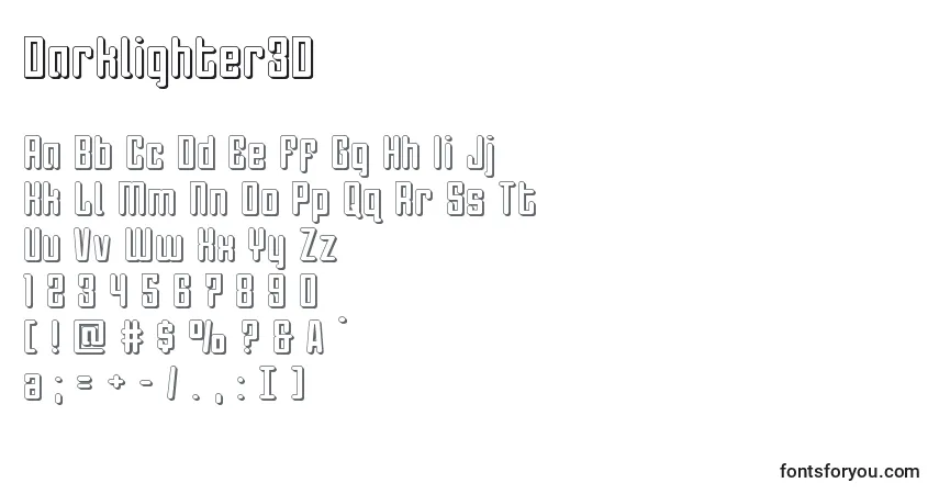 A fonte Darklighter3D – alfabeto, números, caracteres especiais