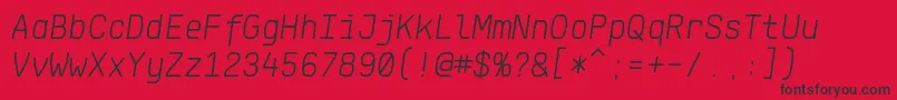 フォントKlartextMonoLightItalic – 赤い背景に黒い文字