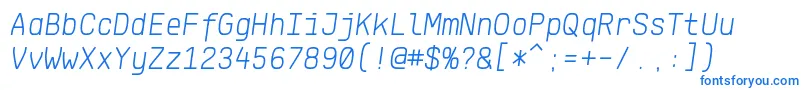 Шрифт KlartextMonoLightItalic – синие шрифты на белом фоне