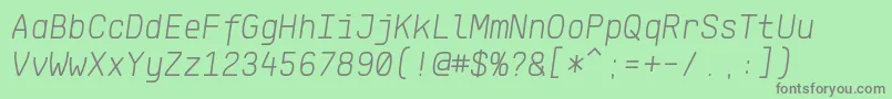 Шрифт KlartextMonoLightItalic – серые шрифты на зелёном фоне