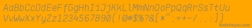 KlartextMonoLightItalic-Schriftart – Graue Schriften auf orangefarbenem Hintergrund